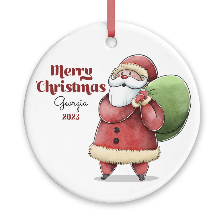 Santa with Presents Ceramic Tree Decoration