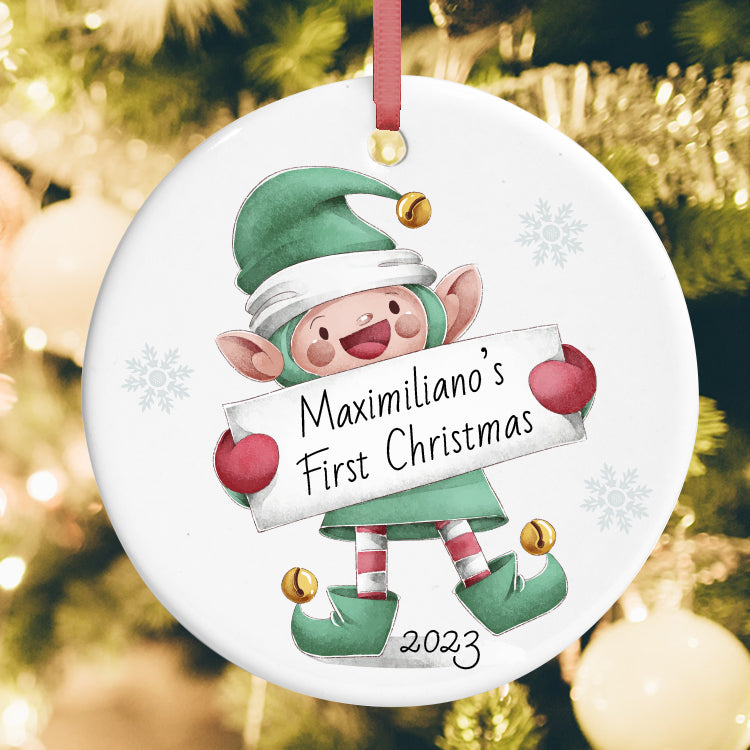 Elf First Christmas Ceramic Tree Decoration